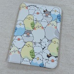 お薬手帳ケース　シマエナガのインコと文鳥がいっぱい