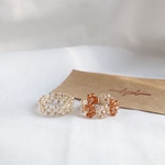 ﾋﾞｰｽﾞﾘﾝｸﾞ2点ｾｯﾄ  brown×creamお花Aタイプ