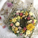 ドライフラワーリース ♡ yellow&pink