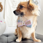 デニム×ツイードリボンチョーカー🎀 犬用リボン　トリミング　キッズリボン　わんこバレッタ　大人かわいい　猫用リボン　猫服　