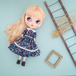 ２段フリルワンピース（青白ベルト）リカちゃんネオブライス