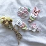桜2種類とも欠品！うさぎとくま団子のみ!送料込み2つセット♩桜とうさぎとくまの動物団子のベビーヘアクリップ ・ペットアクセサリー  