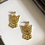 再販♡古代エジプト バステト神 猫の1粒クリスタルピアス