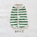 [犬服] Sサイズ 完成品 チワワ 春服　　　　　　　　　ボーダー 襟レース付 パイピングベスト 背中開き