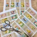 (再販×2)レトロイースターのペーパーチケット＊ノーカットコラージュ素材＊コラージュペーパー＊紙モノ