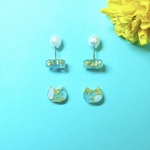アクアマリンちび猫ピアス