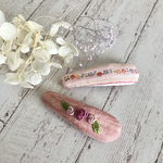 2点セット♪Rose garden〜刺繍入りパッチンピン(ピンク)