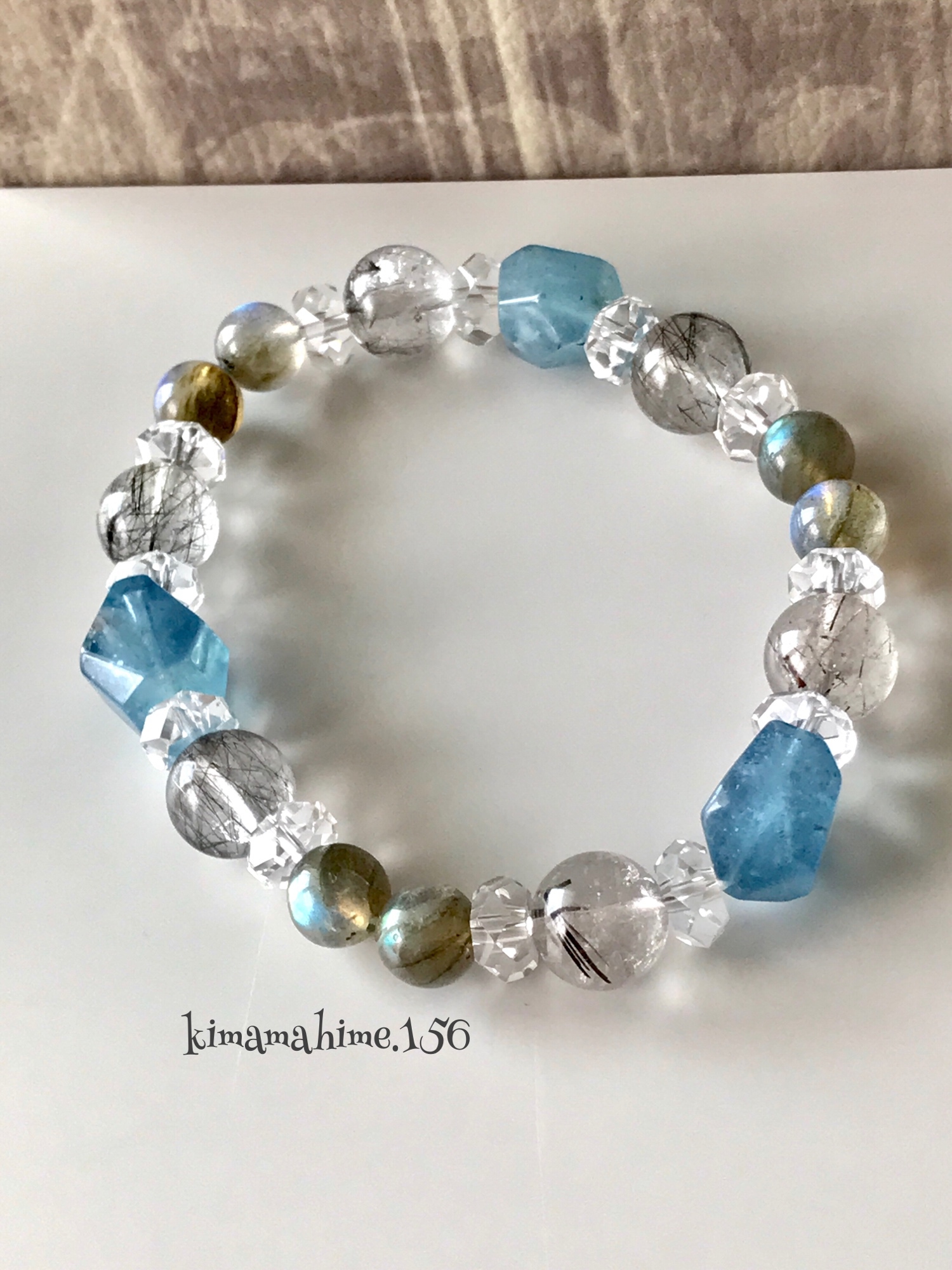 モスアクアマリンブレスレット　天然石ブレスレット　ラブラドライト　トルマリン モスアクアマリンブレスレット天然石ブレスレットラブラドライトトルマリン