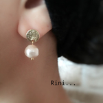春〜よこいシリーズ＊コットンパール＊丸ピアス