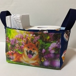 布バスケット　布カゴ　小物入れ　ミニバック　マスク入れ　お菓子用　柴犬　犬生地　犬柄　プレゼント　ハスキー　ホワイトデー　愛犬　うちの子グッズ