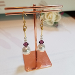 パールとスワロフスキーのロングピアス