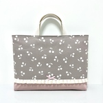 チェリー くすみグレー☆*ハンドメイド レッスンバッグ 手提げ袋 女の子 シンプル 