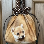柴犬faceリアル柄巾着バッグ