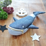 クジラポーチ☆デニム×カラフルストライプ