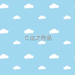 ご注文作品　水色小花＆水色巾着セット🎶