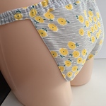 Wガーゼ使用【イエローの小花】浅ばき、深ばき、S〜3L、ふんどしパンツ  リンパよけショーツ 下着 普段ばき mameパンティ