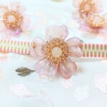 帯留め 桜一輪 (ローズクォーツ)
