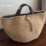 natural color 麻ひもマルシェバッグ（blue・M size）