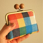 春財布に！ ブロックチェックの親子がま口財布