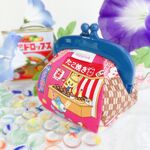 縁日屋台柄ぷっくりがま口ポーチ・ビビッドピンク
