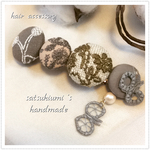 531☆ミナペルホネン☆くるみボタンのバレッタ☆ハンドメイド☆刺繍☆ヘアアクセサリー