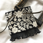 インド刺繍 リボン ポニーフック ラップリボン リボンラップ ブラック×レース