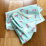 ピンクリボン🎀ライム★給食セット★お名前タグ付き★給食ナフキン40×60★ランチョンマット　小学校