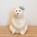 しろくま貯金箱　ベレー帽(ミント)