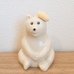 しろくま貯金箱　ベレー帽(イエロー)