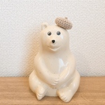 しろくま貯金箱　ベレー帽(ベージュ)