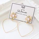 お花とハートフープピアス