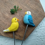 《早春sale》セキセイインコのガーデンピック2本セット（軽量粘土）