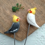 《早春sale》オカメインコのガーデンピック2本セット（軽量粘土）