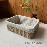 カバー付き（小）かご　チェック　ベージュ　クラフトバンド   小物入れ　シンプル　ナチュラル