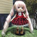 オビツ11サイズ 赤チェックワンピース