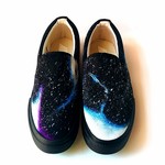 ★ギャラクシー★ペイントシューズ★宇宙靴スリッポン★black  