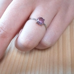 薄紫ローズカットアメシスト(６ｍｍ)のシルバーリング