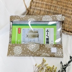 連絡帳ポーチ　カフェオレカラー紫陽花柄