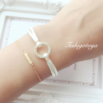 Crystal circle × white satin cord bracelet