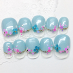 RUNA♪ベリショスモーキーブルーホロフラワーネイルチップ