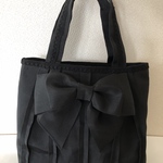 畳ヘリバッグ　シンプル黒色トートバッグ　ハンドメイド
