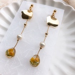 揺れる♩たんぽぽ風ミモザのチェーンイヤリング / ピアス