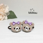 むらさきリボン♡ くまちゃん あみぐるみ ヘアゴム