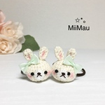 ミントリボン♡ うさぎさん あみぐるみ ヘアゴム