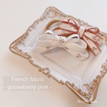 バンドカラー増色♡【French fabric Ribbon - Gooseberry Pink - 】フランス生地リバティ 輸入リバティ ベビーヘアバンド リボンヘアバンド グーズベリー