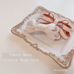 バンドカラー増色♡【 French fabric Ribbon - Victorine  Rose nacre -】フランス生地 輸入リバティ フレンチリバティ ベビーヘアバンド 花柄 小花柄 