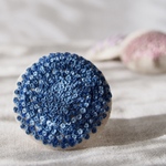刺繍ブローチ 蒼 ヘアゴム可 くるみボタン　送料無料