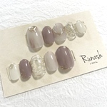【現品】キラキラネイル♡♡ 【ショートオーバル03247  】ネイルチップ/ニュアンス/シンプル/ミラー/くすみカラー/ラメ
