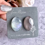 glass oval nuance big heart Earrings