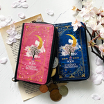 架空の洋書 夜桜の本 ミニ財布・コンパクト財布 リールストラップ付き